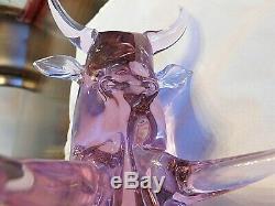 Italian Murano Glass Superb Amethyst Neodymium Long Horn Steer Bull Figure