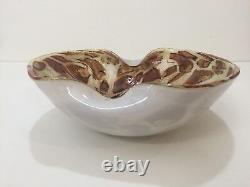 Italian Murano Hand Blown Art Glass Tutti Frutti Bowl WithSilver & Gold Flakes