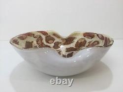 Italian Murano Hand Blown Art Glass Tutti Frutti Bowl WithSilver & Gold Flakes