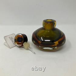 Italian Murano Hand Blown Brown Art Glass Perfume Bottle New