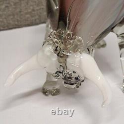 Italian Murano Hand Blown Glass Bull Sculpture Blue Eyes White Horns DETAILED