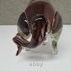 Italian Murano Hand Blown Glass Bull Sculpture Blue Eyes White Horns DETAILED