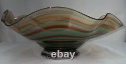 Italian Murano Red Green Aventurine Wavy Edge Hand Blown Glass Bowl 5 In