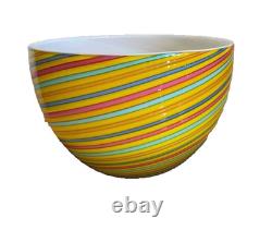 Italian Murano Signed Cenedese hand blown mulitcolored striped art glass bowl