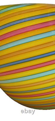 Italian Murano Signed Cenedese hand blown mulitcolored striped art glass bowl