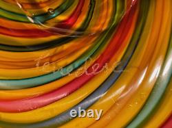Italian Murano Signed Cenedese hand blown mulitcolored striped art glass bowl