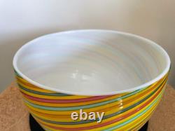Italian Murano Signed Cenedese hand blown mulitcolored striped art glass bowl