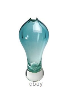 Italian Murano Vase Hand Blown Art Glass / UNIQUE 15x6x6 Heavy