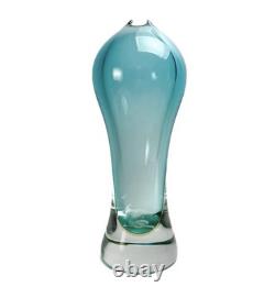 Italian Murano Vase Hand Blown Art Glass / UNIQUE 15x6x6 Heavy