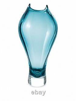 Italian Murano Vase Hand Blown Art Glass / UNIQUE 15x6x6 Heavy