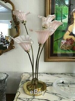 Italian Murano hand blown Calla Lilies Table Lamp