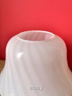 Italy 70s Medium Size White SWIRL MUSHROOM Table Lamp VETRI MURANO Glass Fungo