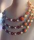 Italy Sommerso Hand Blown Antique Murano Glass Bead Necklace Red Pearl 50 Read
