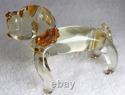 L? K Vtg Murano Bull Dog Amber Yellow Clear Art Glass Figurine Broken Chip Ear