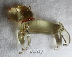 L? K Vtg Murano Bull Dog Amber Yellow Clear Art Glass Figurine Broken Chip Ear