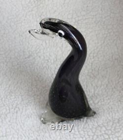 L? K Vtg Purple Duck Bird Goose Murano Art Glass Figurine Sculpture Hand Blown