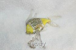 L\uD83D\uDC40K Vtg Yellow Silver Gold Tropical Fish Murano Italian Art Glass Figurine