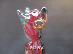 LARGE 14 MURANO Italy Art Glass Figure Dog Multicolor Hand Blown C73