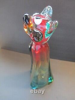 LARGE 14 MURANO Italy Art Glass Figure Dog Multicolor Hand Blown C73