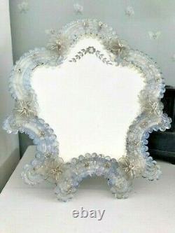 LARGE 37cm Vintage Venetian Murano Opalescent Glass Dressing Table Vanity Mirror