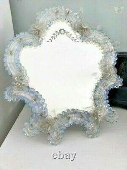 LARGE 37cm Vintage Venetian Murano Opalescent Glass Dressing Table Vanity Mirror