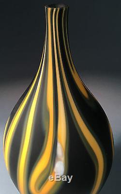 LARGE Black Hand Blown Hot Glass Murano Art Vase -Zac Gorell-FREE SHIPPING
