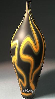 LARGE Black Hand Blown Hot Glass Murano Art Vase -Zac Gorell-FREE SHIPPING