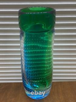 LARGE Murano Glass Hand Blown Controlled Bubble Vase by Bullicante, 12 1/8 inch