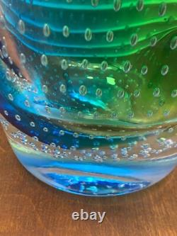LARGE Murano Glass Hand Blown Controlled Bubble Vase by Bullicante, 12 1/8 inch