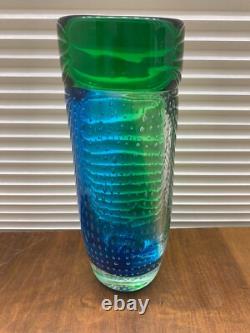 LARGE Murano Glass Hand Blown Controlled Bubble Vase by Bullicante, 12 1/8 inch