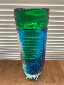 LARGE Murano Glass Hand Blown Controlled Bubble Vase by Bullicante, 12 1/8 inch