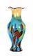 LARGE Murano Multicolor Cased Millefiori Art Glass Vase 19