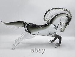 LARGE VINTAGE 60's ITALIAN MURANO HAND BLOWN GLASS REARING HORSE 15 H
