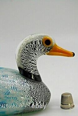 LARGE vintage Murano Formia Mian Giuliano silver foil glass duck sculpture 9.5