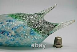 LARGE vintage Murano Formia Mian Giuliano silver foil glass duck sculpture 9.5