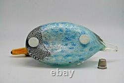 LARGE vintage Murano Formia Mian Giuliano silver foil glass duck sculpture 9.5