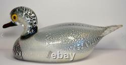 LARGE vintage Murano Formia Mian Giuliano silver foil glass duck sculpture 9.5