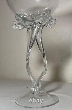 LARGE vintage hand blown Italian Murano clear glass wine glass goblet Venetian
