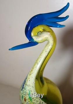 LARGE vintage hand blown glass Murano Italian bird of paradise statue sculpture
