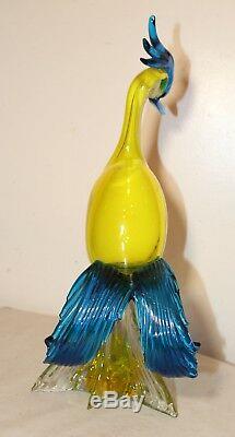 LARGE vintage hand blown glass Murano Italian bird of paradise statue sculpture
