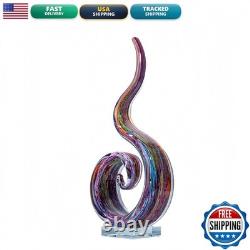 LLAVVD 14in Hand Blown Murano Style Spiral Flame Glass Sculpture