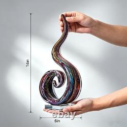 LLAVVD 14in Hand Blown Murano Style Spiral Flame Glass Sculpture