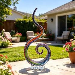 LLAVVD 14in Hand Blown Murano Style Spiral Flame Glass Sculpture