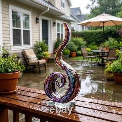 LLAVVD 14in Hand Blown Murano Style Spiral Flame Glass Sculpture