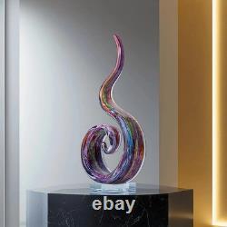 LLAVVD 14in Hand Blown Murano Style Spiral Flame Glass Sculpture