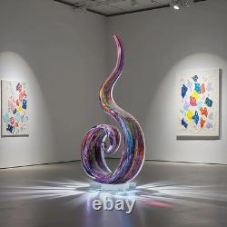 LLAVVD 14in Hand Blown Murano Style Spiral Flame Glass Sculpture