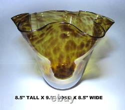 LOW PRICE! ELEGANT MURANO TORTOISE SHELL VASE HAND BLOWN GLASS 8.5x9.5x8.5