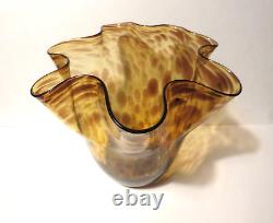 LOW PRICE! ELEGANT MURANO TORTOISE SHELL VASE HAND BLOWN GLASS 8.5x9.5x8.5