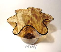 LOW PRICE! ELEGANT MURANO TORTOISE SHELL VASE HAND BLOWN GLASS 8.5x9.5x8.5