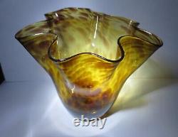 LOW PRICE! ELEGANT MURANO TORTOISE SHELL VASE HAND BLOWN GLASS 8.5x9.5x8.5